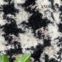 马海毛羊毛混纺 千鸟格面料 羊毛小香风面料 圈圈粗花呢