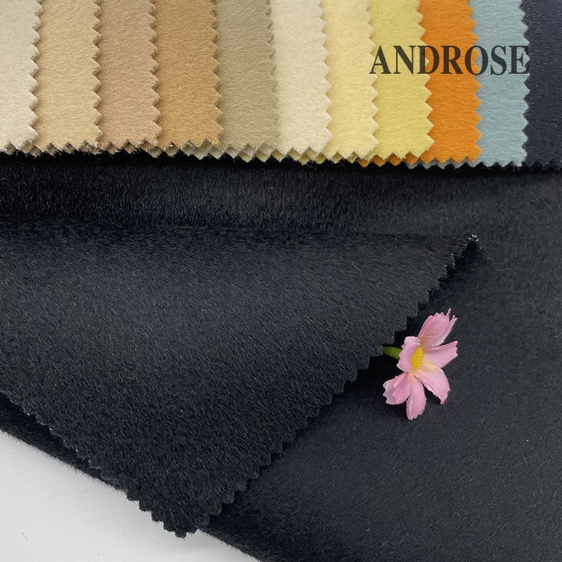 素色10羊绒90羊毛双面呢粗纺梭织毛绒混纺备胚面料服装布料图4