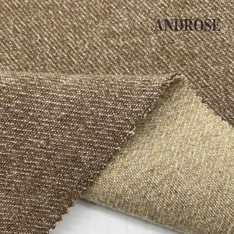 加工定制锁式纹理肌理面料混色羊毛绉纱双面呢双面异色大衣呢料图2