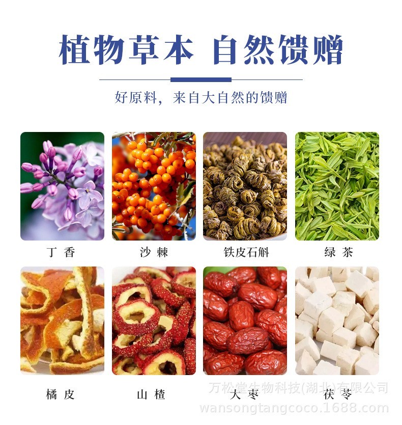 源头工厂定制铁皮石斛丁香沙棘茶橘皮山楂大枣茯苓万松堂袋泡茶图2