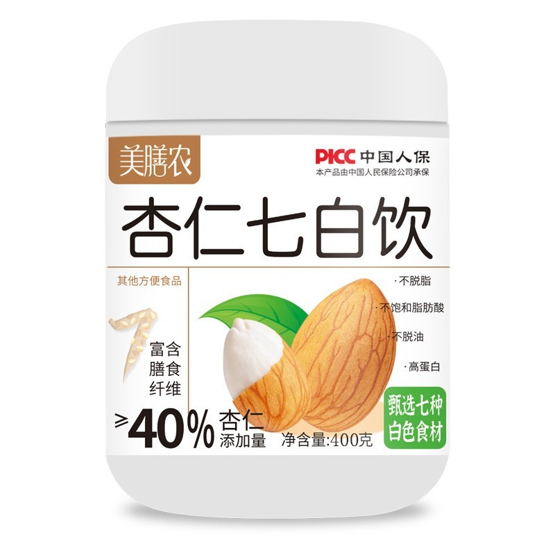 杏仁七白饮400克冲调即食早餐膳食纤维代餐杏仁粉冲泡七白饮图3