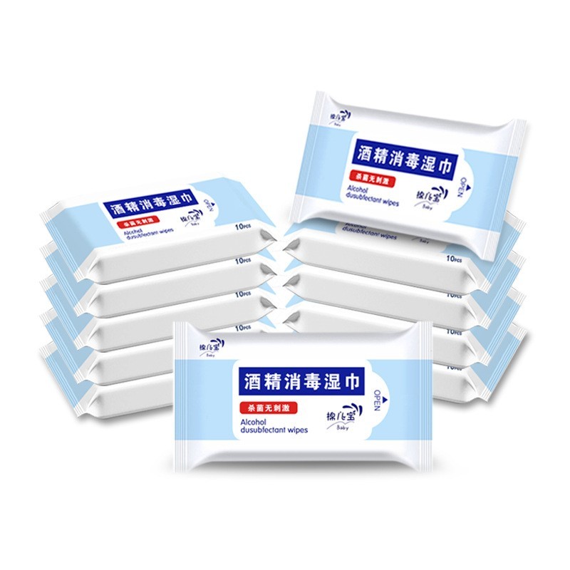 工厂定制OEM消毒湿巾10片装手口便携装湿纸巾一次性清洁酒精湿巾图3