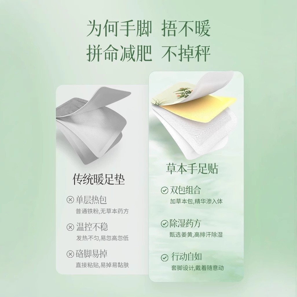 姜黄舒足贴厂家艾草自发热暖手暖足贴手足发热贴艾灸贴定制图2