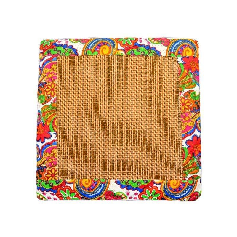 藤席艾绒凉席坐垫办公室外贸艾草坐垫夏凉款艾灸垫子防滑艾草垫图2