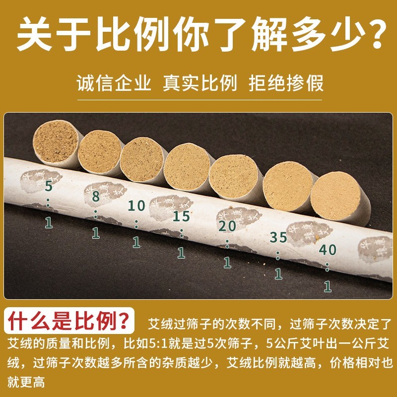 40:1十年陈艾条艾柱盒装艾柱艾草条艾灸条金艾绒纯艾叶艾灸柱图2