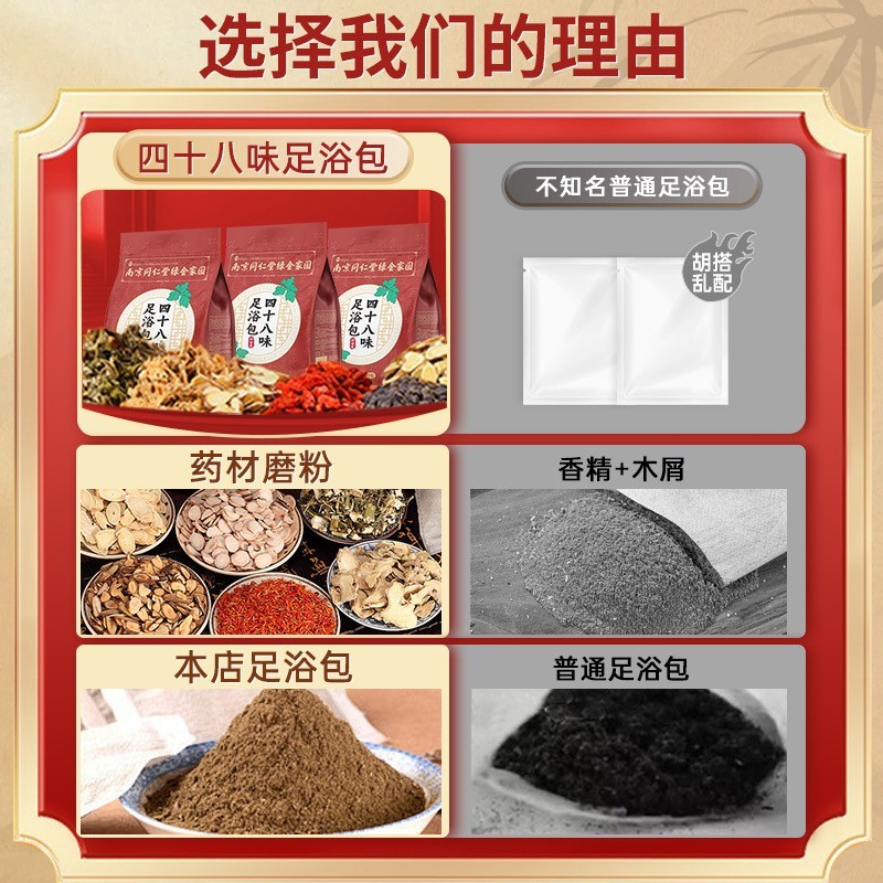 南京同仁堂四十八味足浴包艾草老姜泡脚药包草本足浴粉泡脚包图3
