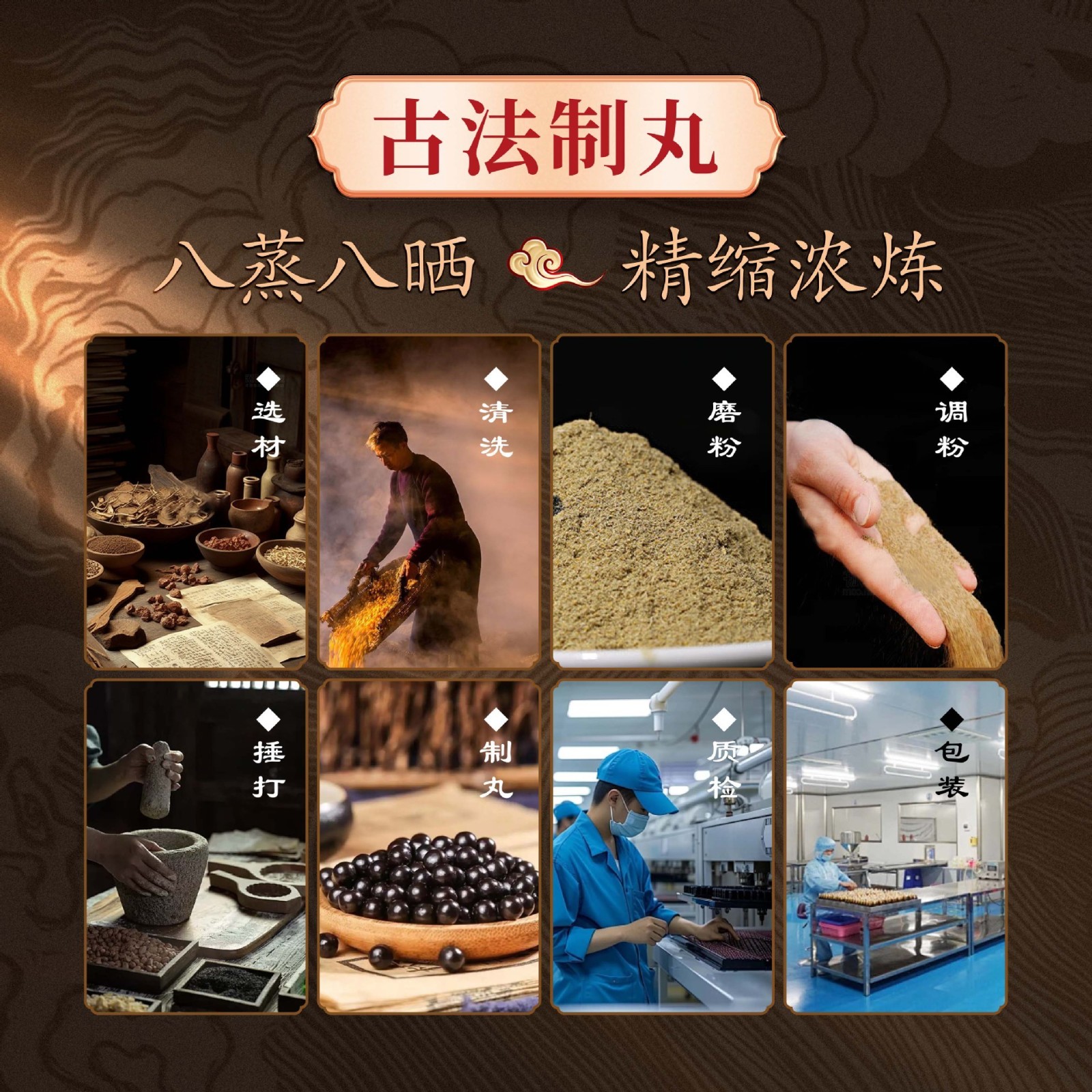 补元气黄芪人参地龙蛋白食丸元气四宝中老年调理养生健康八蒸八晒图3