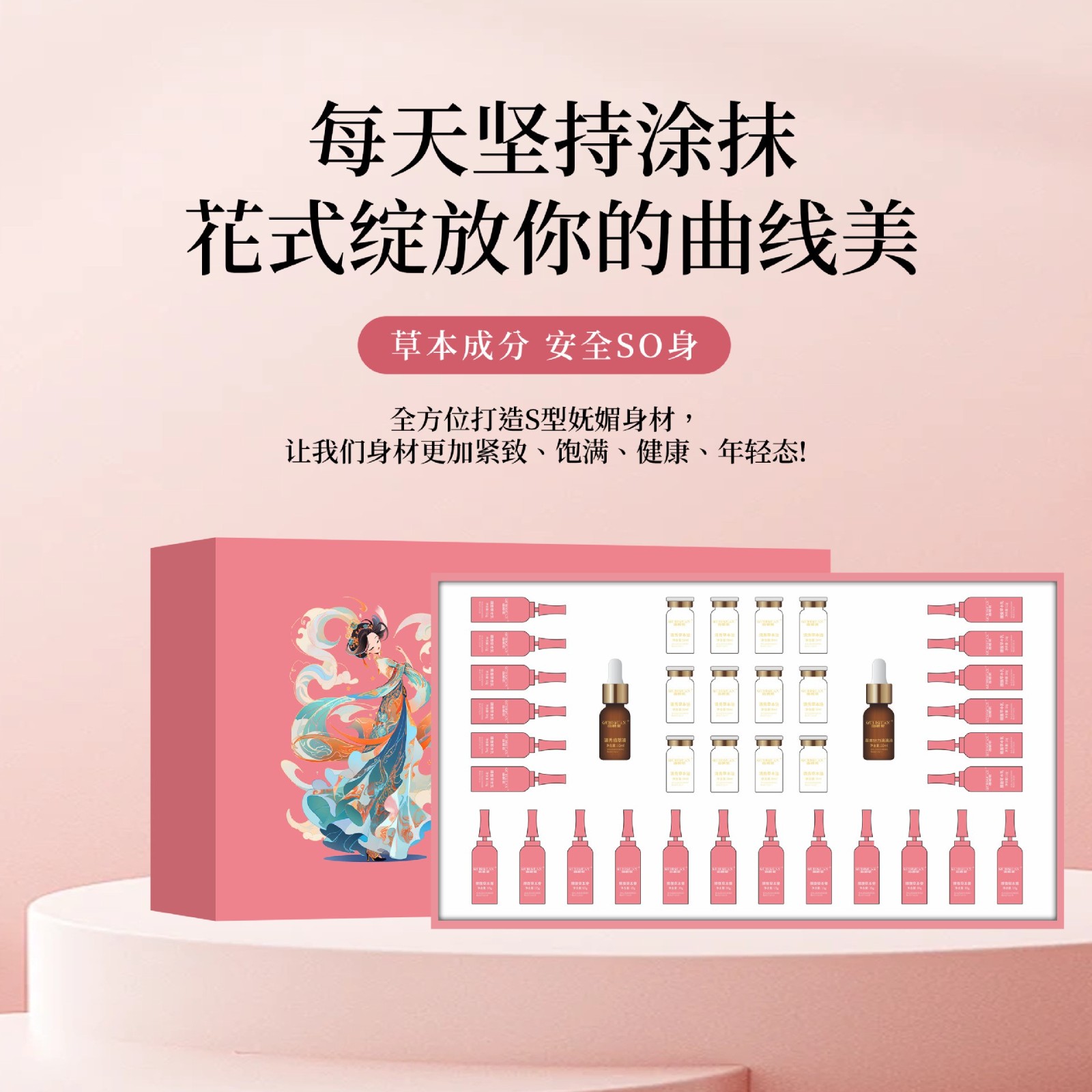 美容院专用腰腹塑形套盒局部塑型纤体膏发热燃旨按摩精油塑形套盒图3