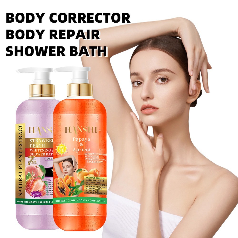 外贸跨境磨砂沐浴露持久滋润烟酰胺木瓜大瓶沐浴液1000ml去角质图3