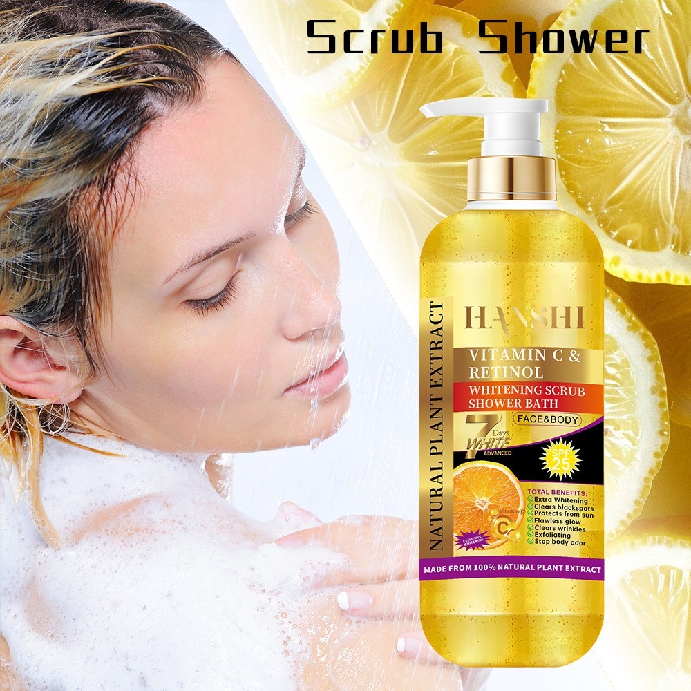 外贸跨境磨砂沐浴露持久滋润烟酰胺木瓜大瓶沐浴液1000ml去角质图2