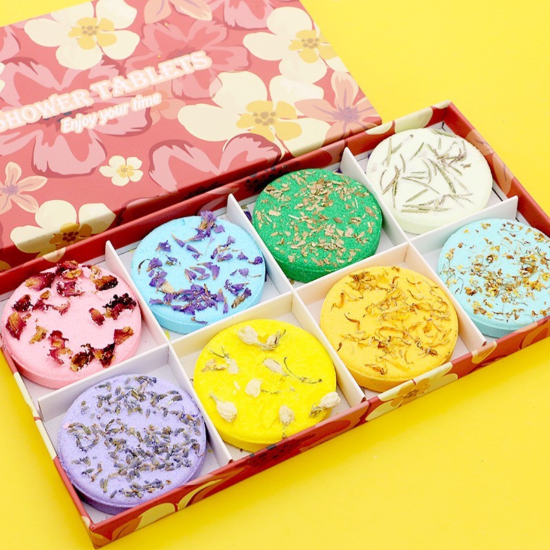 8个装干花片状淋浴片香氛爆炸盐套装 干花泡腾沐浴片图3