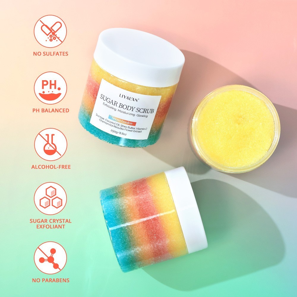 OEM奢华分层秘密花园糖磨砂膏body scrub沐浴身体磨砂去角质膏图2