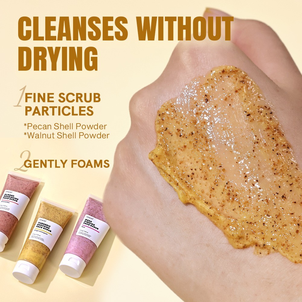 跨境OEM去角质面部磨砂膏姜黄维生素C焕亮面部深层清洁控油磨砂膏图4