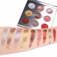 OEM九色珠光葱片爆闪眼影盘烟熏海外眼影TK外贸工厂定制