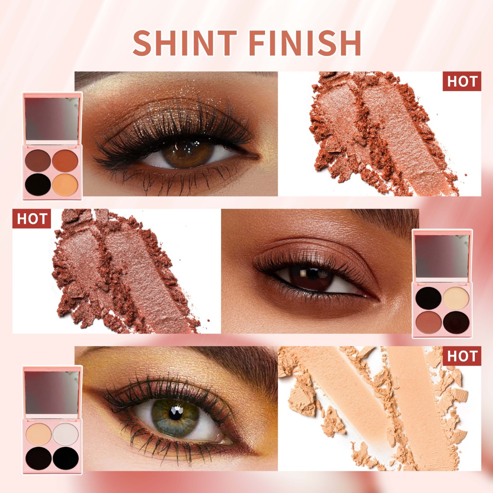 定制眼影盘oem大牌彩妆工厂4色防水持久高品质哑光眼影加工定制图2