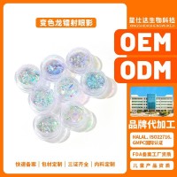 OEM ODM镭射闪光粉鱼鳞朋克变色龙全息薄片炫光彩妆代工定制