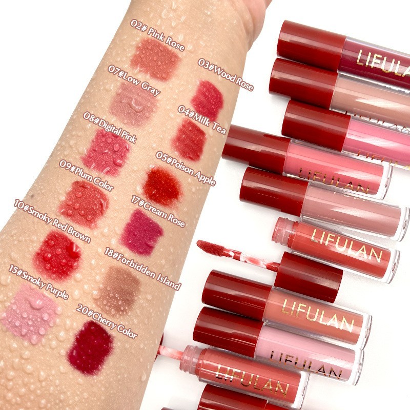 丝绒雾面不沾杯唇彩持久不晕染套装口红工厂加工定制锁色奶茶色图3