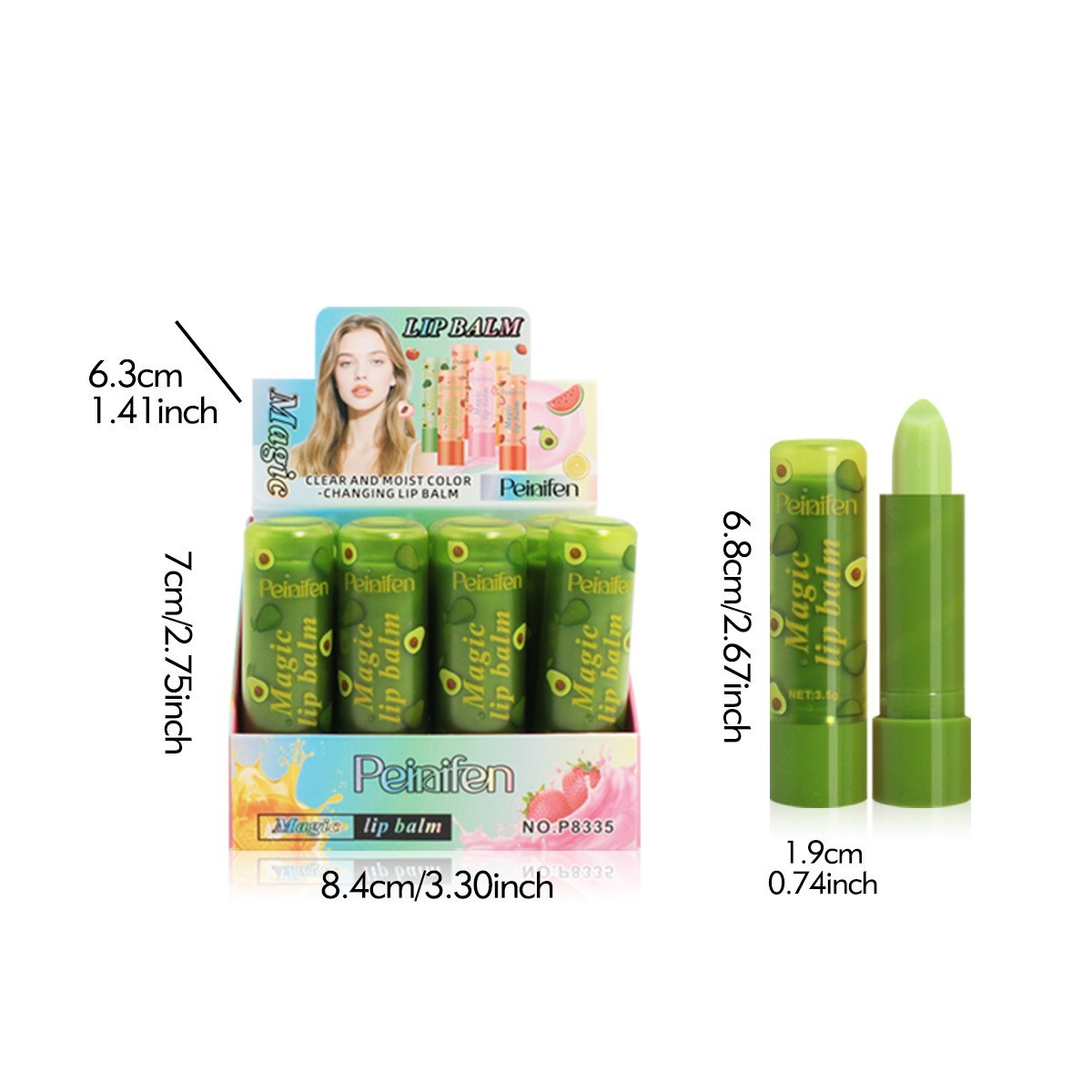 PNF外贸跨境专供水果香味变色果冻润唇膏厂家图3