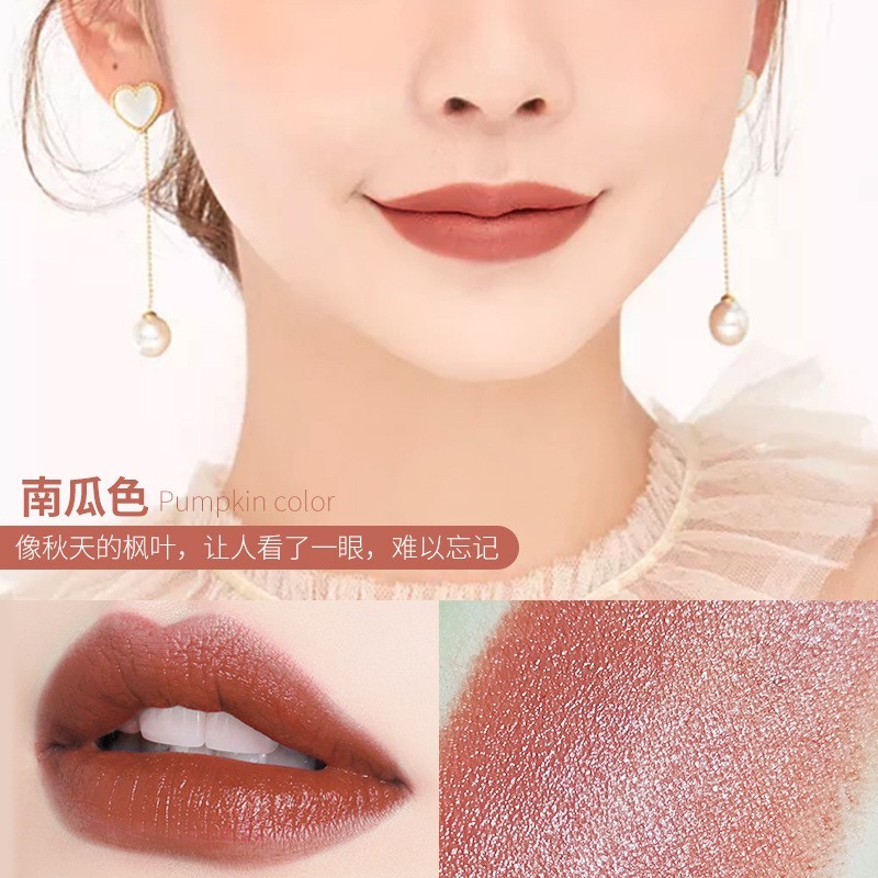 OEM代加工厂6色丝绒哑光雾面西柚色不掉色不沾杯显白持久口红图4