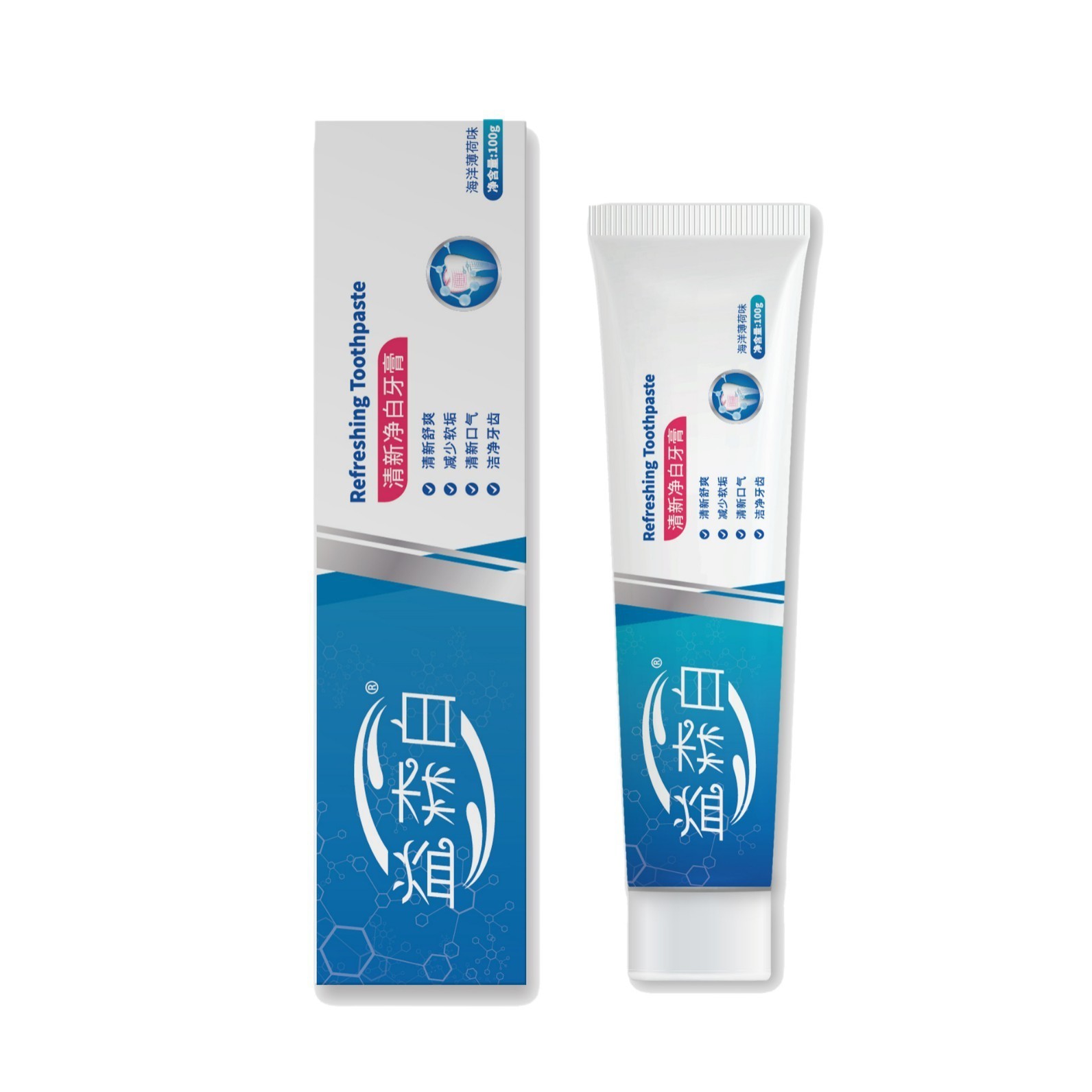 绿茶白茶牙膏口气亮白牙齿含氟防蛀美白去黄去渍护龈牙膏贴牌工厂图5