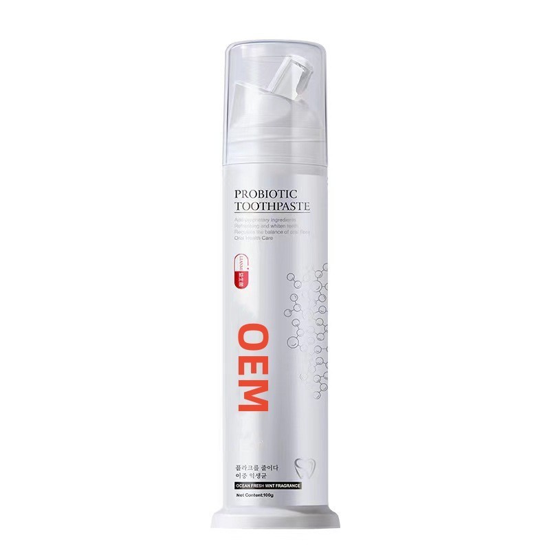 益生菌美白牙膏祛黄祛渍亮白牙齿按压式牙膏OEM代加工源头工厂图5