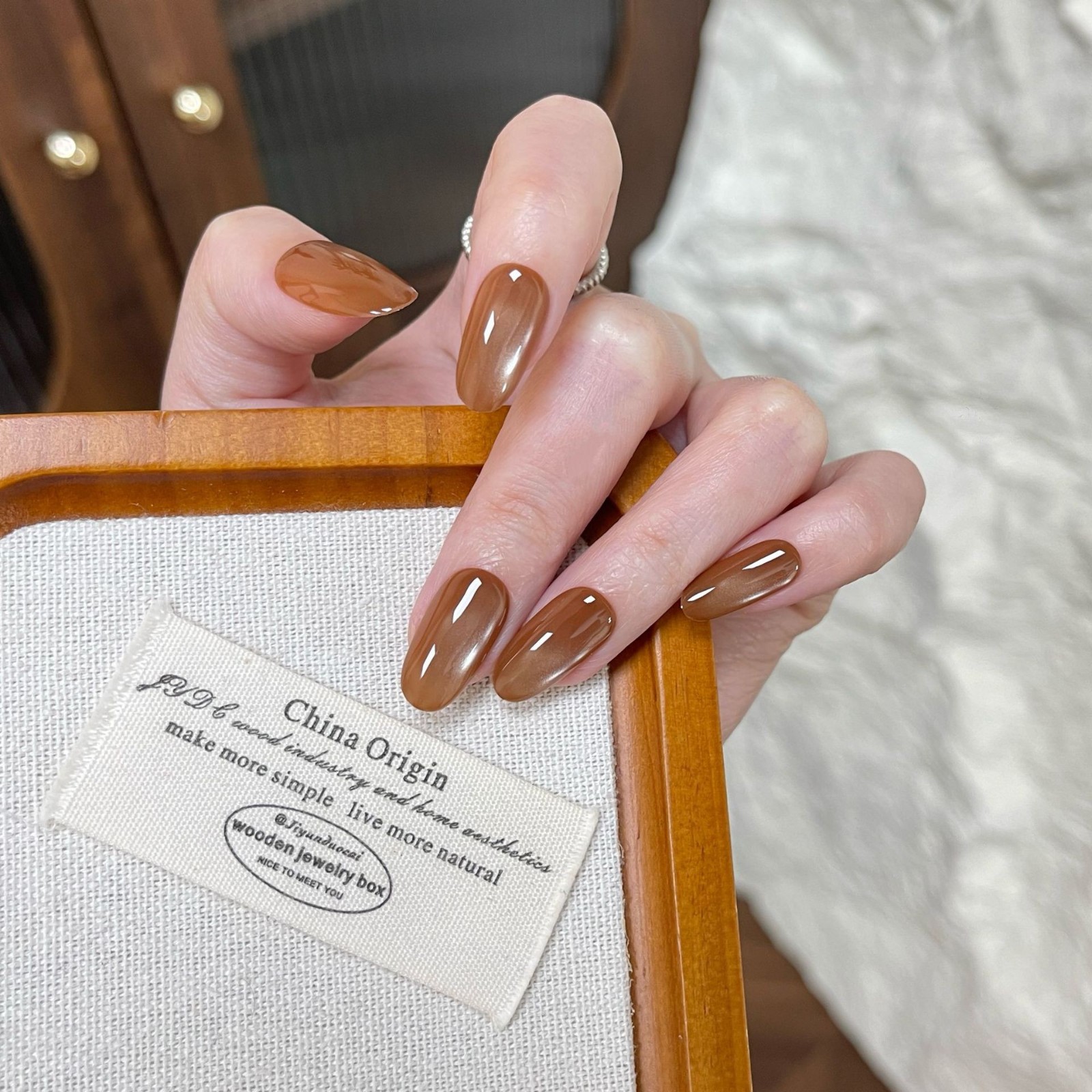 单条单码预制甲片咖啡豆30片厂家穿戴甲可拆卸甲片图2