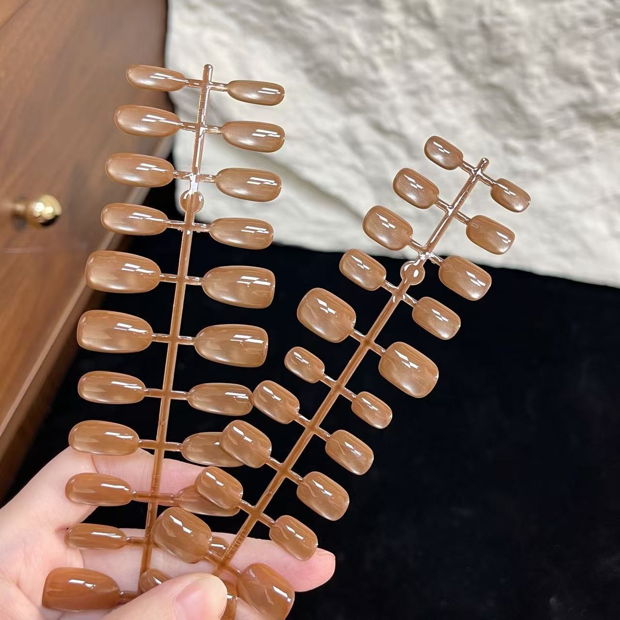 单条单码预制甲片咖啡豆30片厂家穿戴甲可拆卸甲片图3