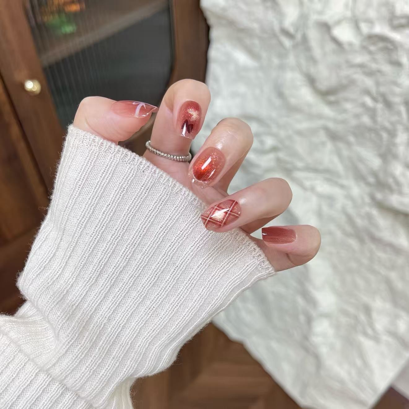 法式蝴蝶结30片甜美短甲可拆卸成品芭蕾风奶油高级感穿戴甲片图4