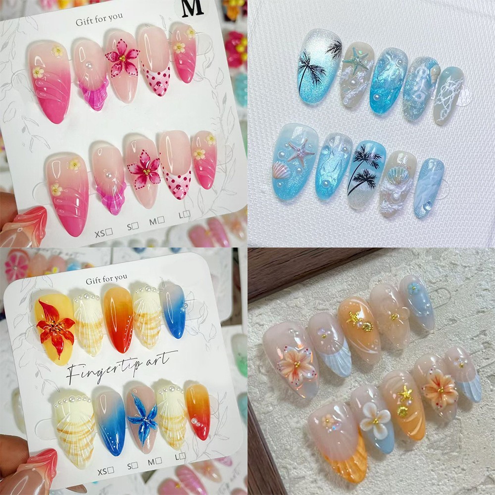 加工定制手工穿戴甲义乌工厂希音tk亚马逊爆款外贸美甲贴片假指甲图2