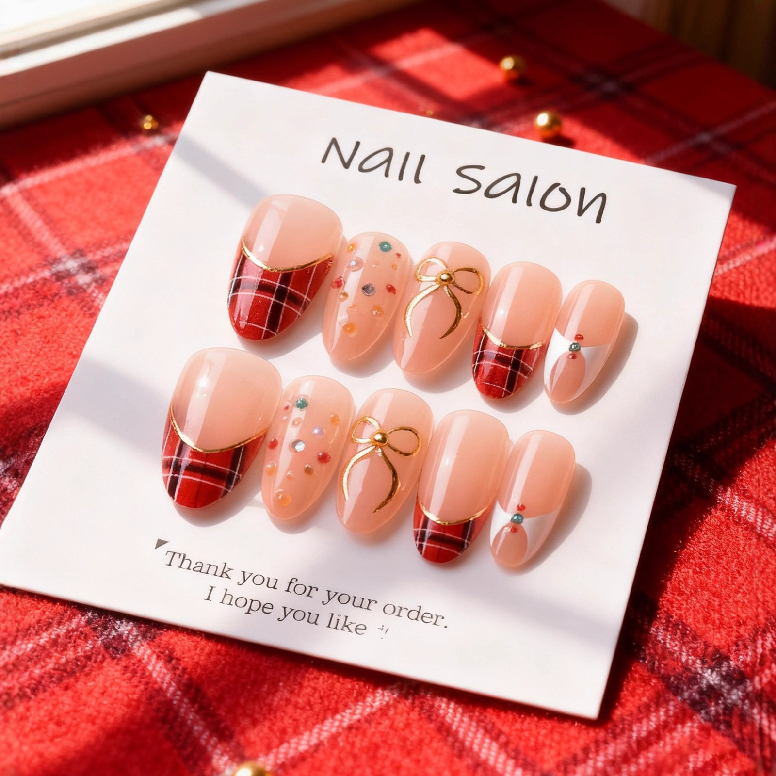 加工定制手工穿戴甲情人节跨境高级感花朵点钻穿戴式甲片假指甲图3