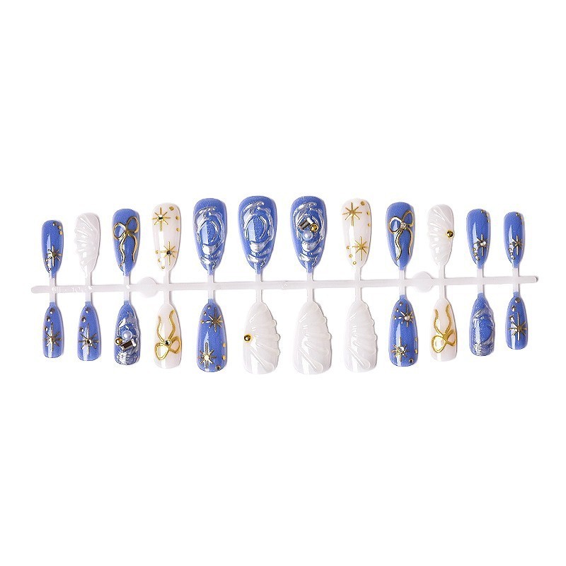 加工定制手工穿戴甲情人节跨境高级感花朵点钻穿戴式甲片假指甲图5