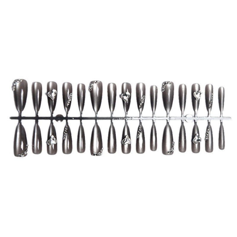 定制30片分码预制甲猫眼穿戴甲片纯手工贴钻款猫眼美甲甲片假指甲图5