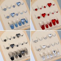 定制款穿戴甲材料包爱心歪心透明尖底钻迷你平底白钻美甲饰品