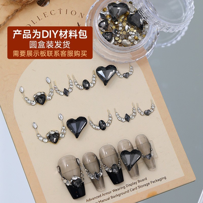 定制款穿戴甲材料包爱心歪心透明尖底钻迷你平底白钻美甲饰品图2
