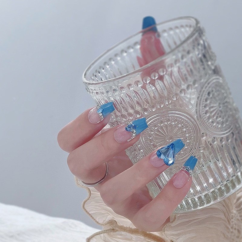 定制款穿戴甲材料包爱心歪心透明尖底钻迷你平底白钻美甲饰品图4