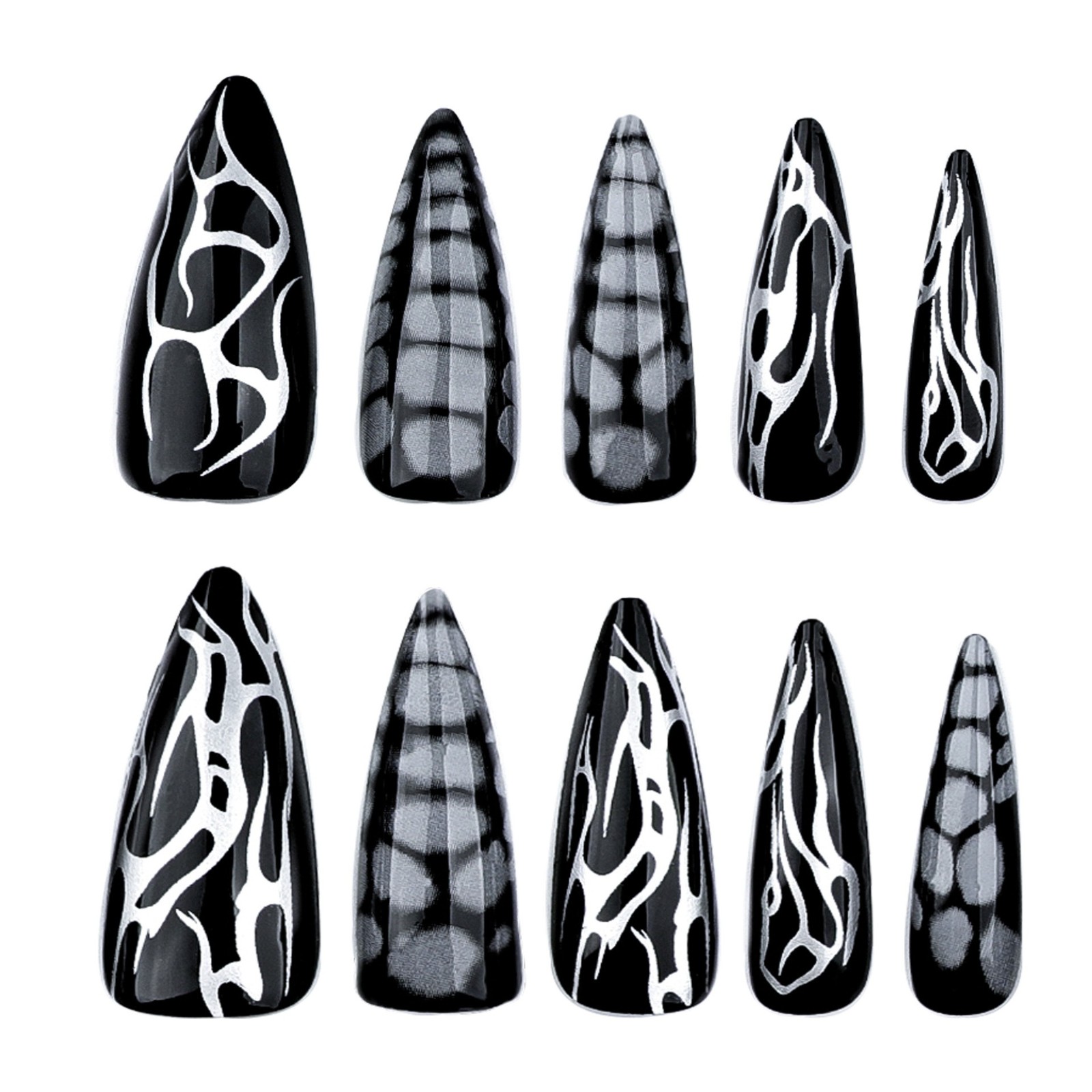 跨境欧美穿戴甲鳄鱼纹甲片成品工厂订制美甲假指甲裂纹指甲贴片图3