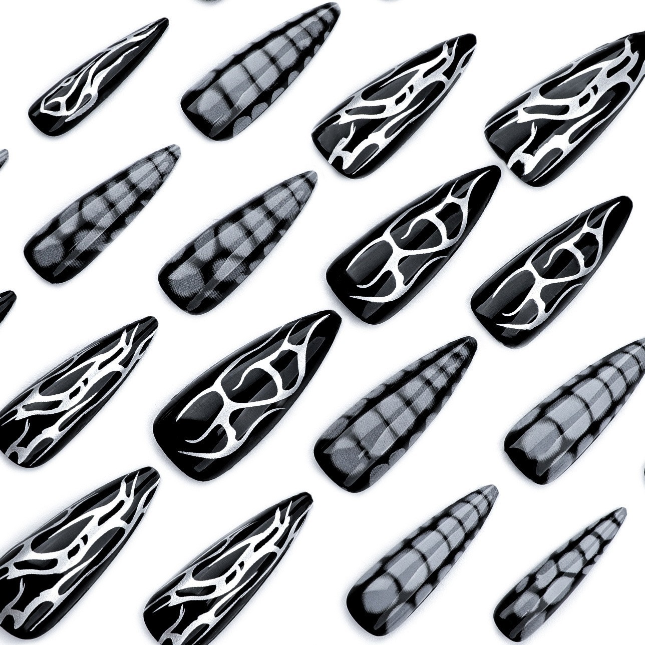 跨境欧美穿戴甲鳄鱼纹甲片成品工厂订制美甲假指甲裂纹指甲贴片图4