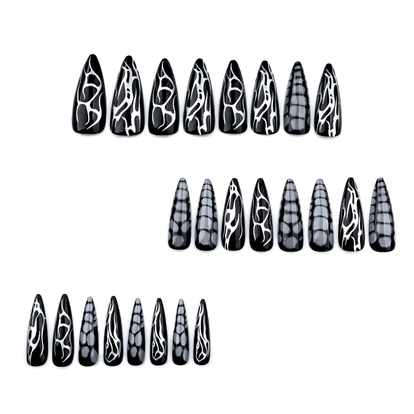 跨境欧美穿戴甲鳄鱼纹甲片成品工厂订制美甲假指甲裂纹指甲贴片图2