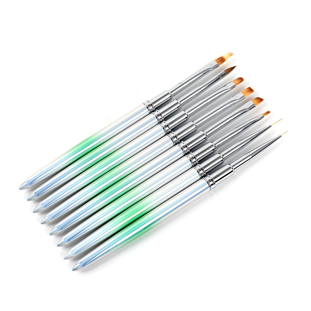 定制加印logo绿色渐变珠光杆美甲笔套装拉线笔彩绘笔光疗笔晕染笔图3