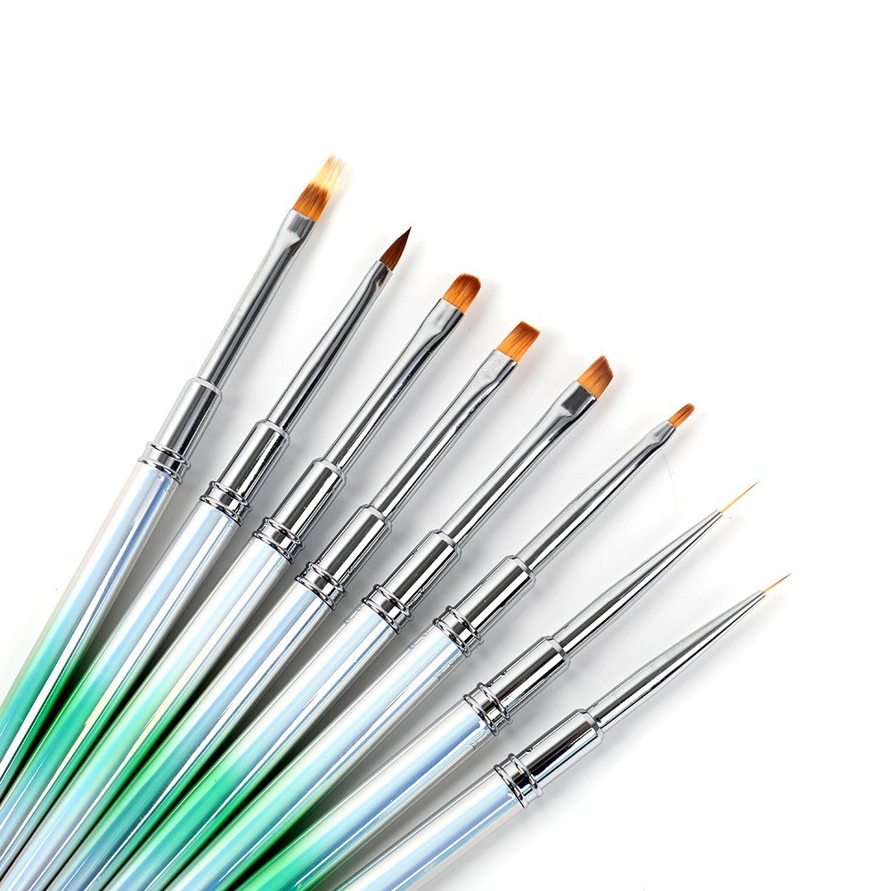 定制加印logo绿色渐变珠光杆美甲笔套装拉线笔彩绘笔光疗笔晕染笔图4