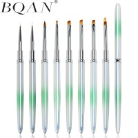 定制加印logo绿色渐变珠光杆美甲笔套装拉线笔彩绘笔光疗笔晕染笔