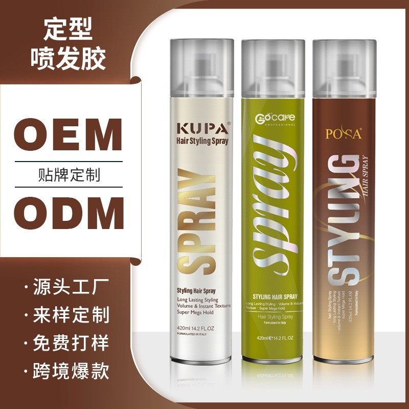 跨境发胶喷雾定型清香定型干胶OEM 头发造型理发店专用定型喷雾