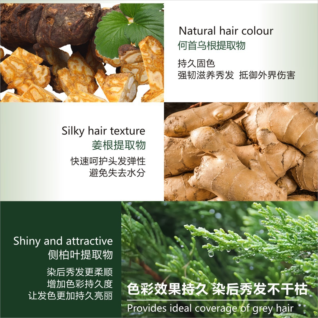 加工定制套装植萃遮白持久自然不掉色黑油染发剂氨基黑染发膏图2