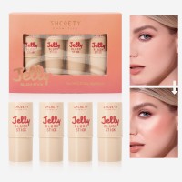 跨境爆品果冻腮红套装唇膏唇颊两用高光提亮修容棒唇彩