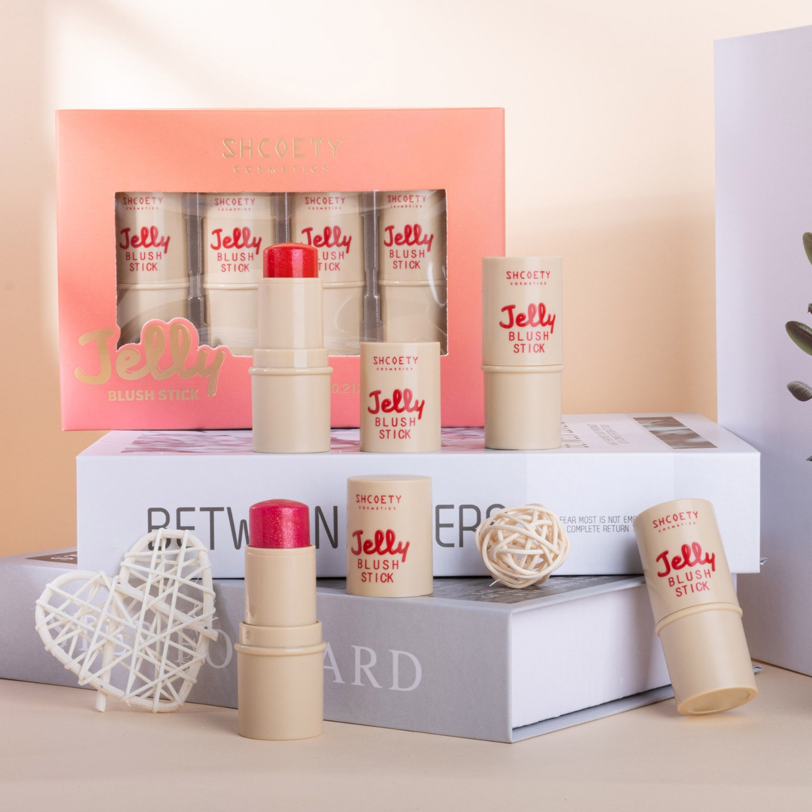 跨境爆品果冻腮红套装唇膏唇颊两用高光提亮修容棒唇彩图2