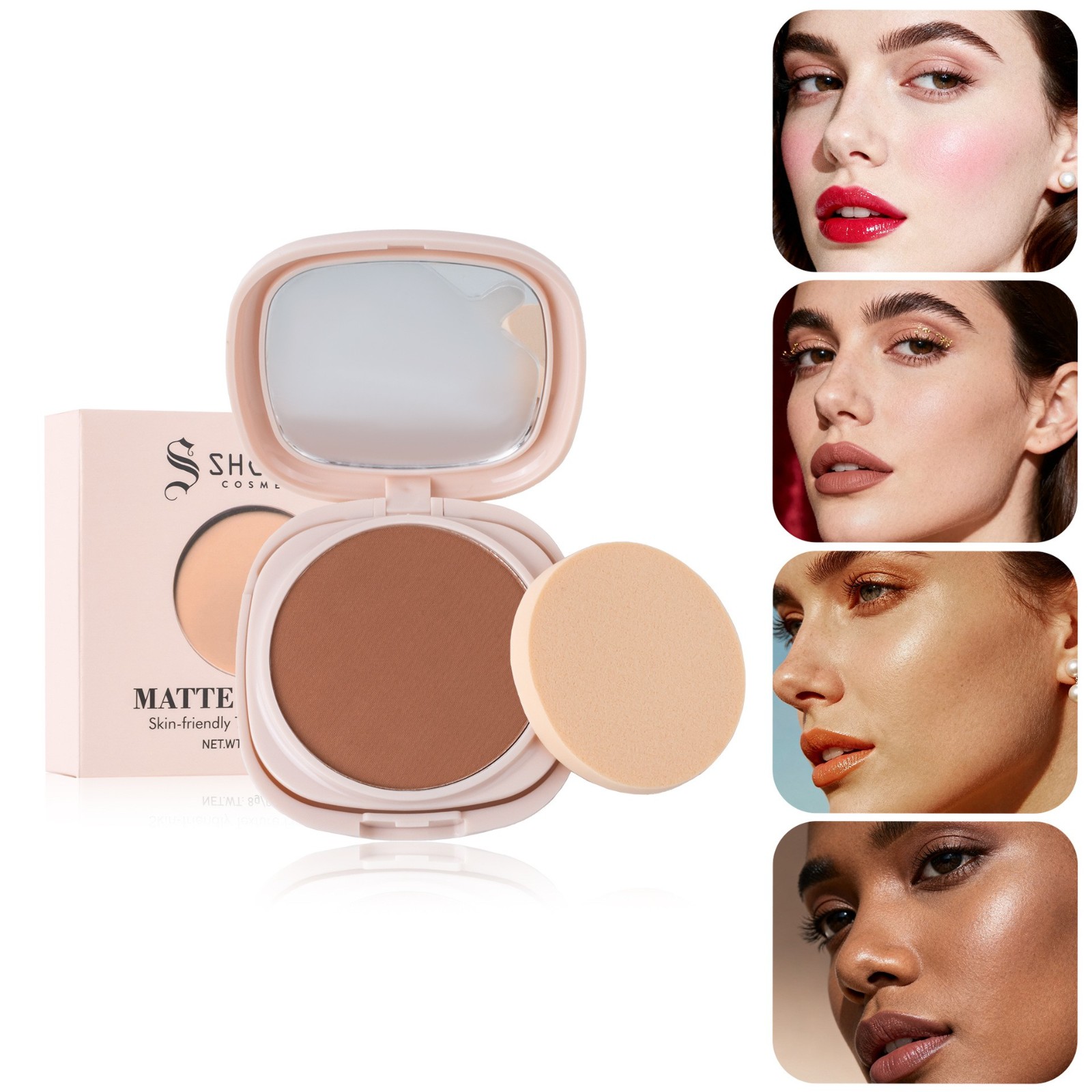 定妆粉饼粉底蜜粉散粉亚马逊防水遮瑕粉膏控油粉饼跨境图2