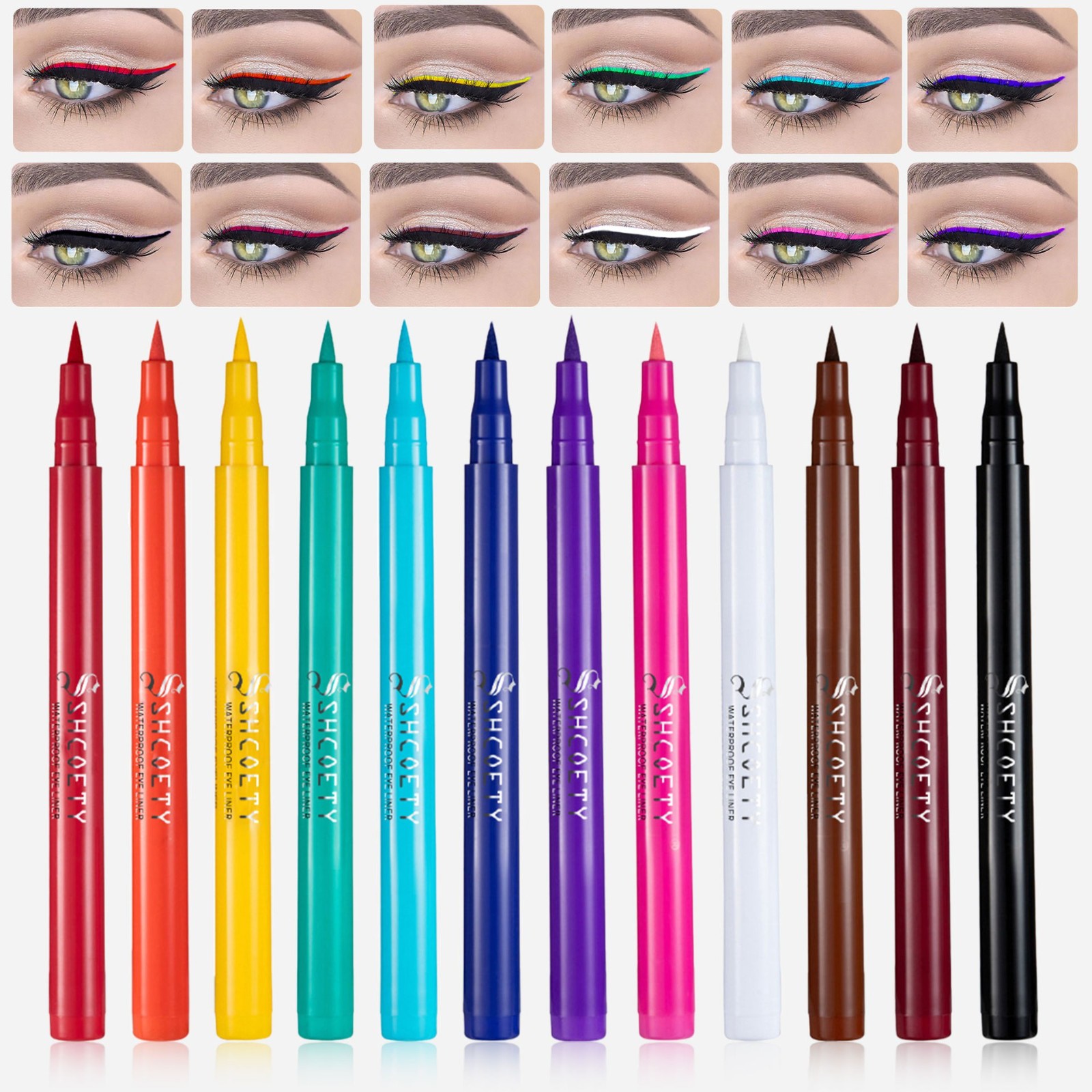 彩色眼线液笔不易晕染哑光持久防水跨境彩妆彩绘眼线笔图2