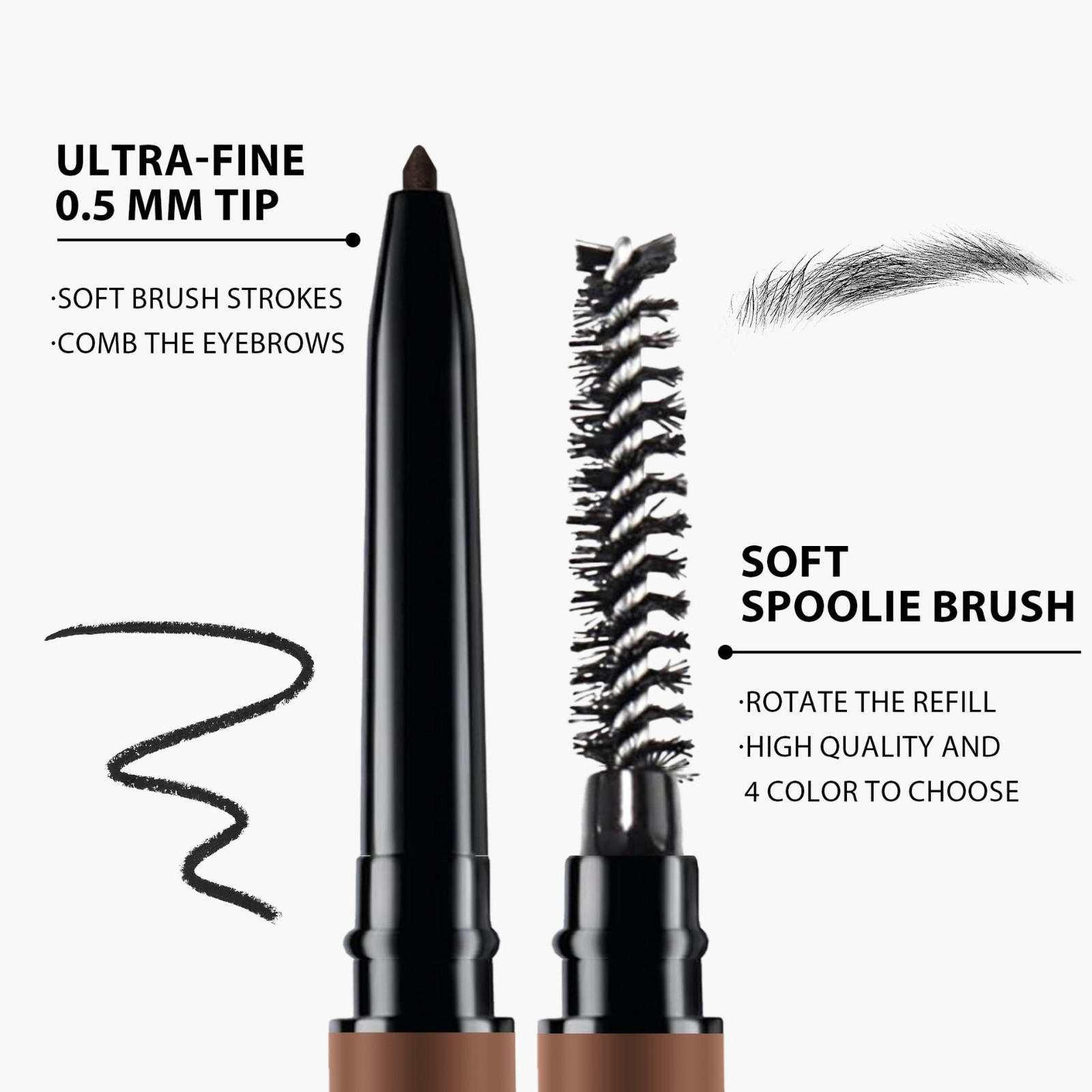 双头极细眉笔4色自然持久防水防汗不晕染超细芯跨境彩妆图3