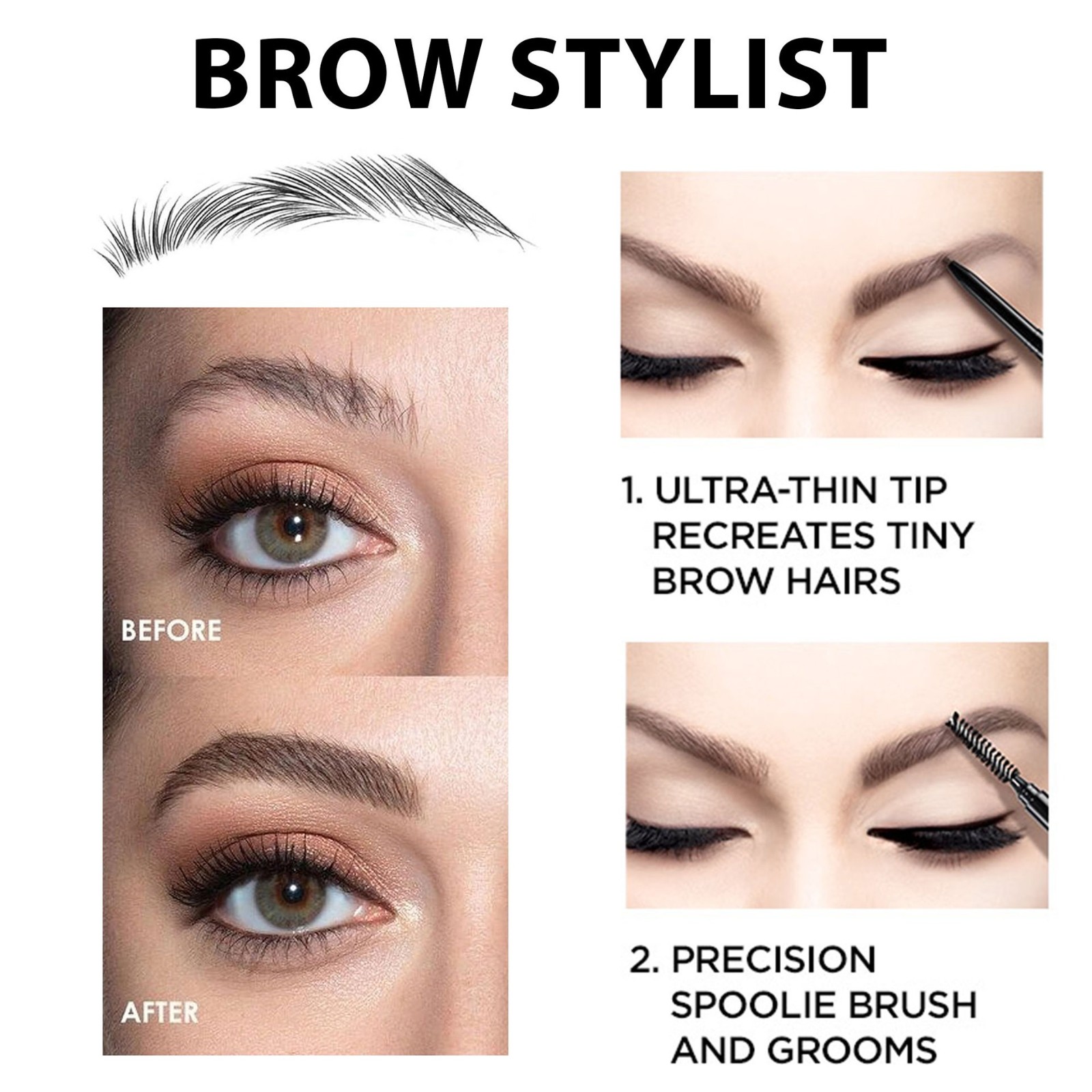 双头极细眉笔4色自然持久防水防汗不晕染超细芯跨境彩妆图5