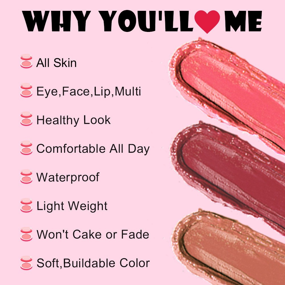 跨境外贸定制无LOGO腮红膏多用膏持久显色水光单色胭脂腮红图2